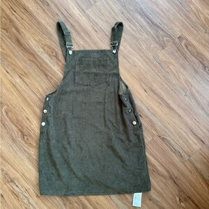 Trendy corduroy overall skirt, olive green NWT